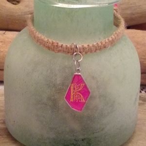 Hemp bracelet K charm